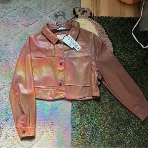 STOOSH brand new with tags faux leather leather cropped jacket size small